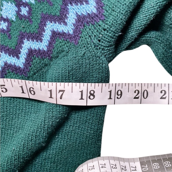 Style & Co. Green and Purple Patterned Crewneck Sweater - Picture 9 of 11
